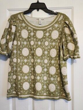 Green/Beige Crochet Lined Top